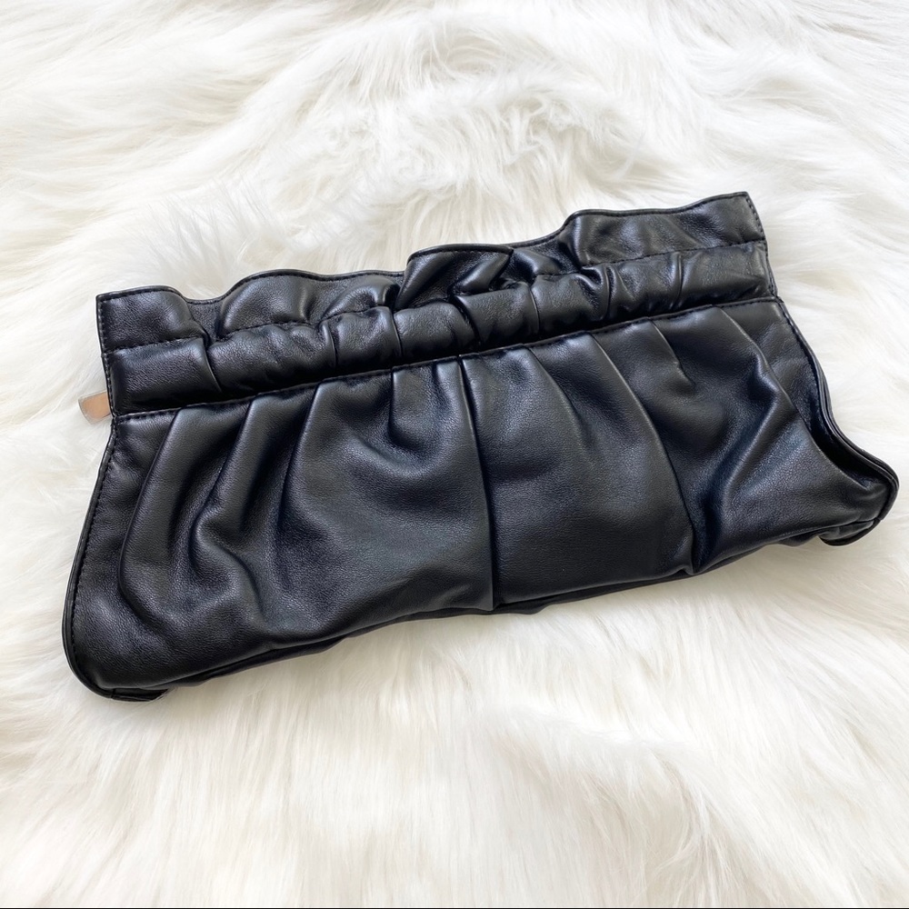 BLACK FAUX LEATHER CLUTCH